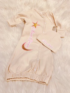 The Moon and the Stars Customized with Name Baby Sleeper Gown