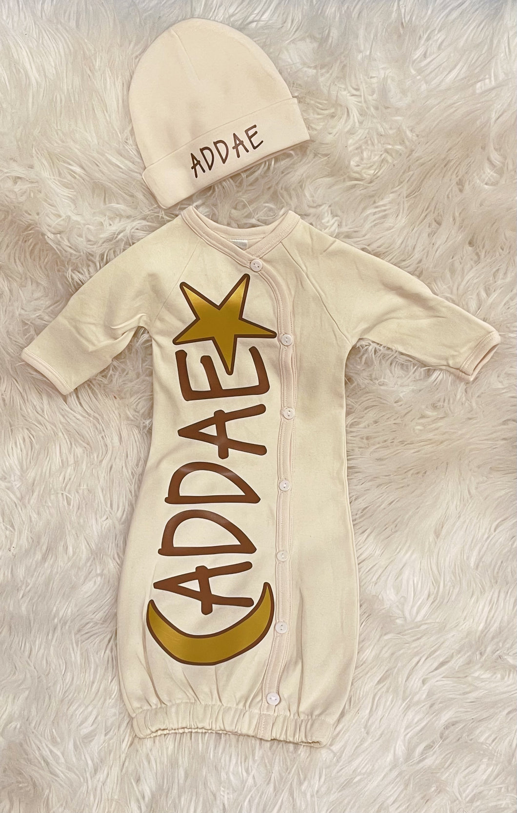 The Moon and the Stars Customized with Name Baby Sleeper Gown